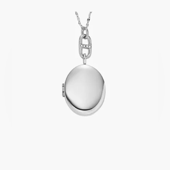 Fossil Heritage Locket Collection Stainless Steel Chain Necklace Engraved L. N. - Picture 3 of 9